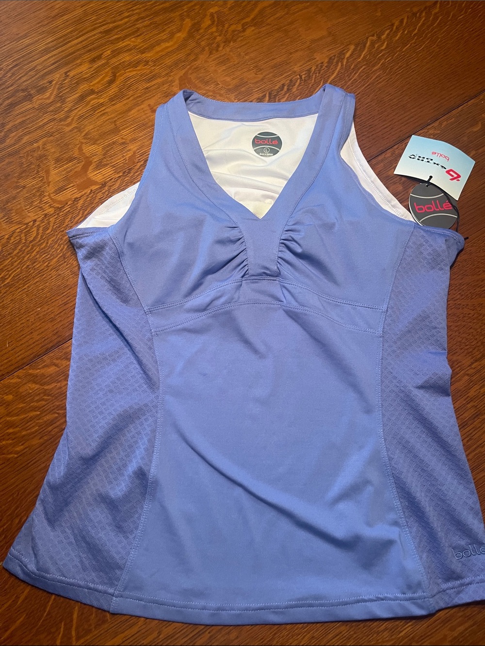 bolle Lavender V-Neck Athletic Tank with White Trim